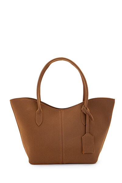 minebag Double Handle Suede Hype Women's Shoulder Bag Brown