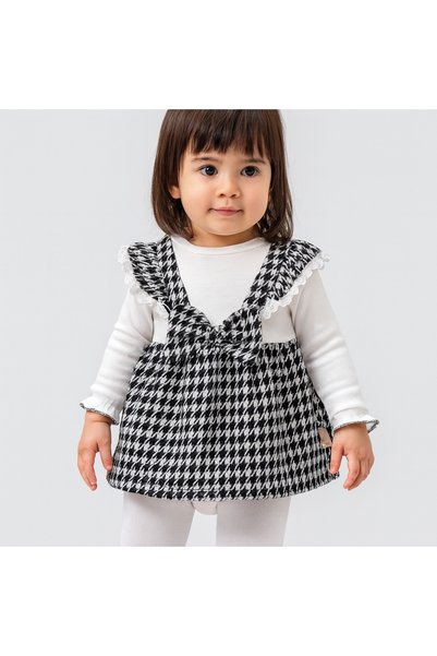Chicsy Baby Baby Girl Plaid Patterned Bow Strap Dress Set