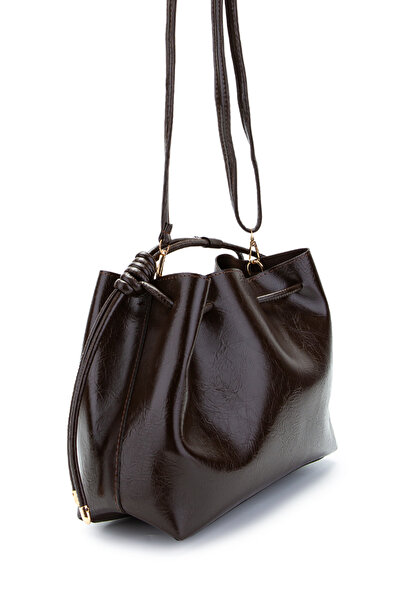 minebag Ruched Detail Yavru Çantalı Elin Women's Crossbody Bag Brown