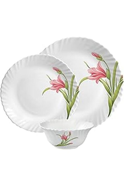 La Opala 44-piece Classic Dinner Set - Glass, Microwave & Dishwasher Safe (Flaming Red)