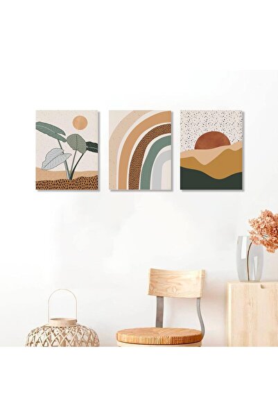Generic Mid-Century Modern Boho Wall Art Canvas Set (3 Pieces)