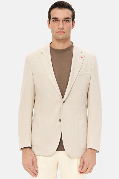 D'S Damat Ds Damat Slim Fit Mink Herringbone Fabric Jacket
