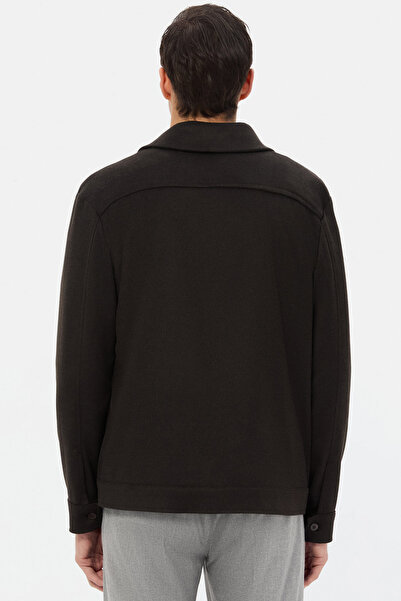 Twn Relaxed Fit Brown Knitted Shirt Jacket