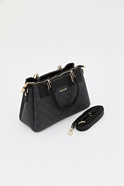 Nihan Monogram Tote Çanta Siyah