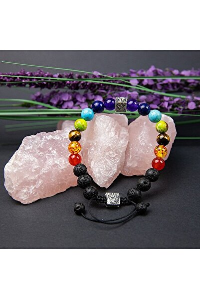 Ezera Tamar Aromatherapy Diffuser Bracelet – 7 Chakras, Lava Stones, Tree of Life & OM Symbols