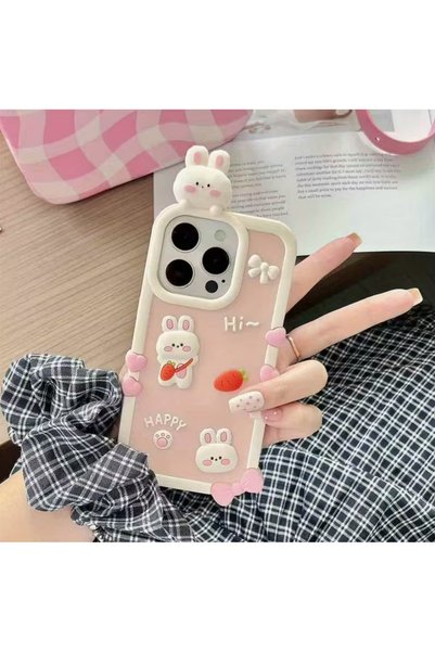 BABUN Rabbit Carrot Fancy Bow Pastel Color iPhone Phone Case Container Protector 15-16 Pro Max
