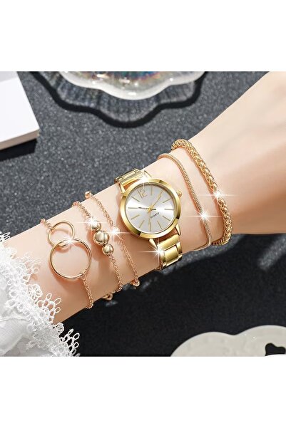 Feronnucci Gold Renk Saat & Bileklik Set B206