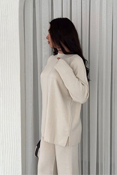 Noi Belis Basic Oversized Sweater Pants Knitwear Bottom-Top Set Aw25Au0043