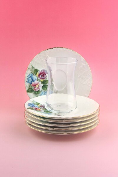 Bursa Porselen Dekor Bouquet12 Pieces of Porcelain Tea Set for 6 People