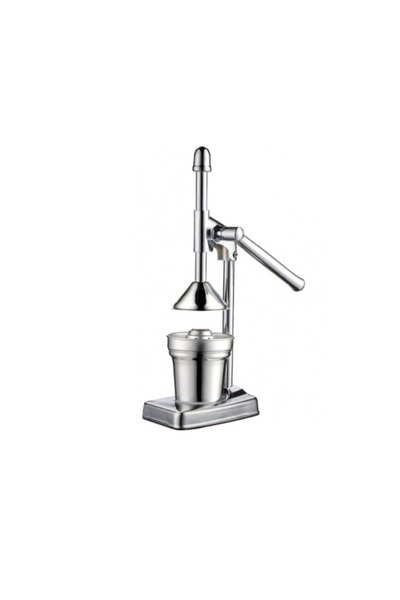MANDU Manual fruit juicer, stainless steel press type, with container and strainer included, silver