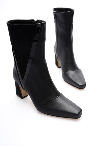 MARCHEO Anisa Women's Black Thick Heeled Winter Boots