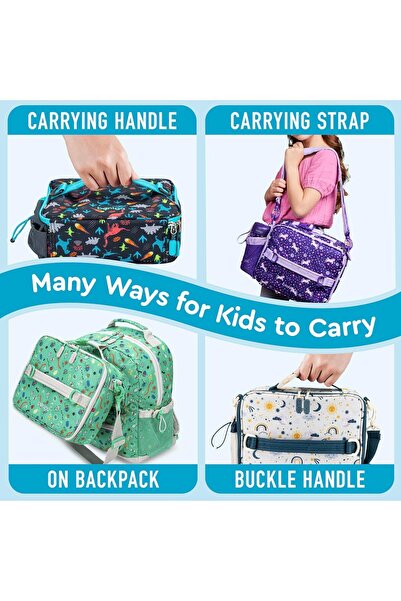 Bentgo Kids Printed Lunch Bag - Double Insulated, Durable Water-Resistant Dino Design