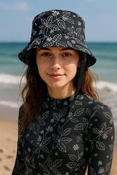 REMSA Patterned Bucket Hat Rş-113 Garden Flower Black02