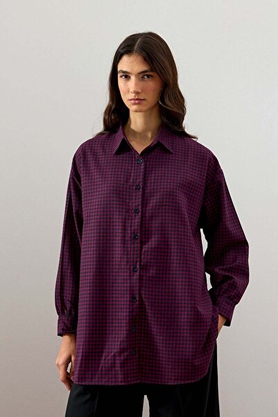 Ceylan Otantik Burgundy Gingham Shirt