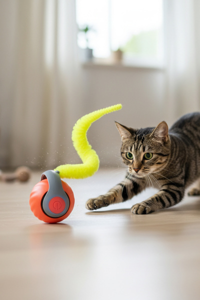 Hubspet لعبة القط الأوتوماتيكية ذات الكرة الدوارة باللون البرتقالي H120