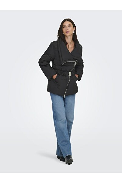 ONLY Women's Black Onlchika Life Belted Puffer Jacket Otw Coat 15356918-Black