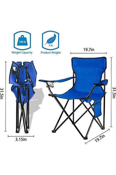 BUNCA 🏕️ Lightweight, foldable camping and hiking chair with carrying bag and cup holder - durable steel and 100% polyester