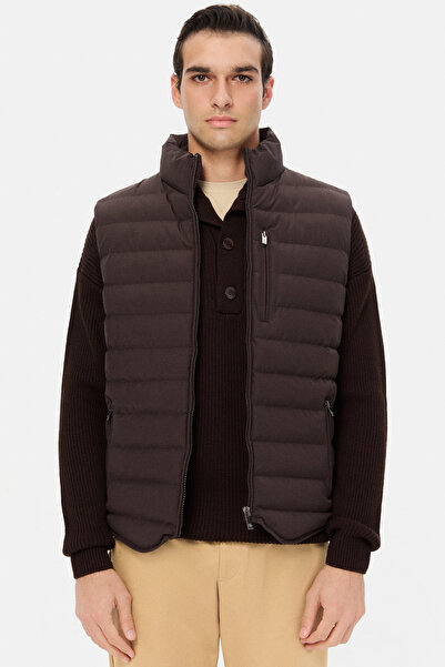 D'S Damat Ds Damat Regular Fit Brown Plain Vest Coat