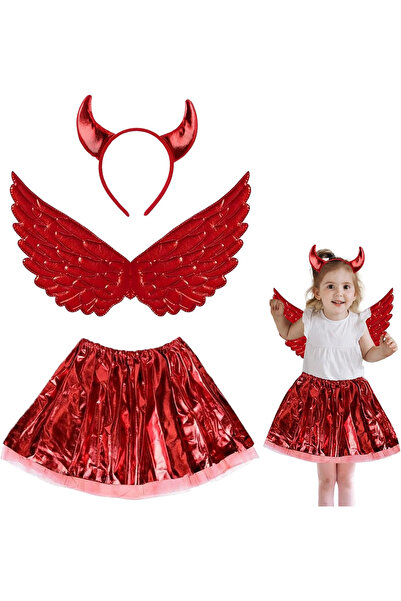OEM Carnival costume for girls, red devil, 3-8 years