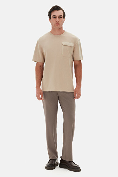 Twn Relaxed Fit Beige Plain T-Shirt