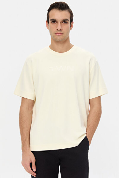 Twn Μπλουζάκι Relaxed Fit Ecru μονόχρωμο