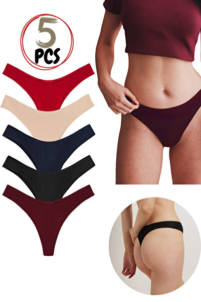 Yohannes Club Women'S, Cotton Basic Thong String Panties, Set of 5 Thongs, Multicolor Panty Pack