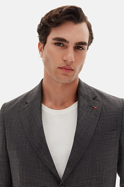 D'S Damat Ds Damat Comfort Fit Anthracite Melange Plain Fabric Jacket