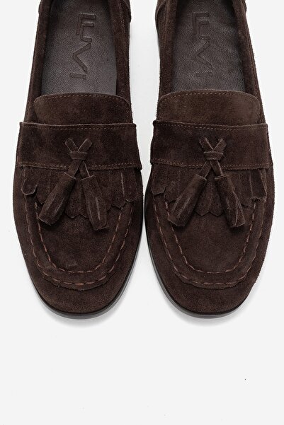 LuviShoes LUPEN Кафяви суедни обувки с ресни от естествена кожа за жени