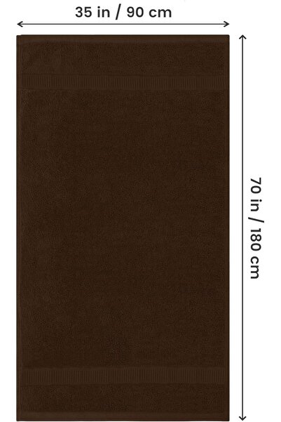 Utopia Towels 100% Ring-Spun Cotton 600GSM Large Bath Towel 88.9x177.8 cm - 2-Piece (Dark Brown)