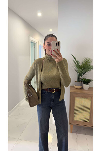 BİRCANÇİL Cwilla Khaki Cardigan with Bady Detail