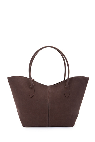 minebag Double Handle Suede Hype Women's Shoulder Bag Brown