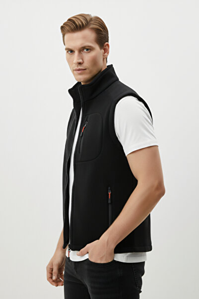 Kozik Black Vest Sleeveless 3 Pocket Men's Polar Daily Standard Comfortable Zippered Polar Vest Men