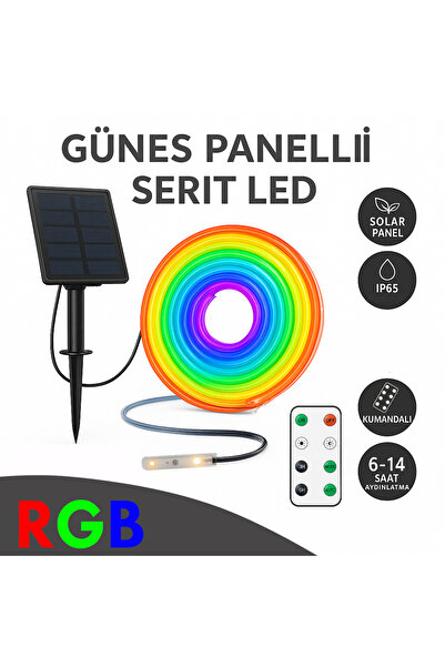 Merwish Güneş Enerjili RGB Şerit LED Işık – Kumandalı, IP65 Su Geçirmez Bahçe Ağaç Çit Aydınlatma