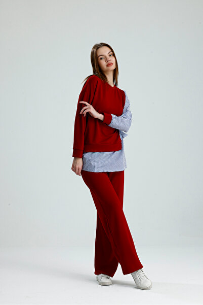 vikitekno Women's Hijab Two-Piece Set Shirt Sleeve Detailed Modal Set