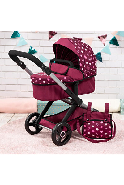 Bayer 2in1 transformable stroller for dolls Xeo Bordo with shoulder bag, adjustable handle 58-71 cm
