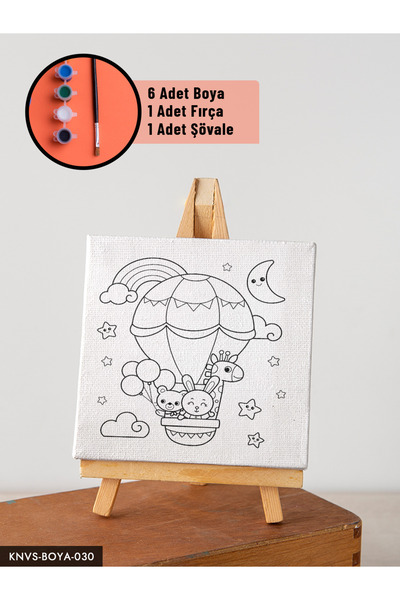 CeSht Şövaleli Kanvas Tablo Boyama Seti Şövale Fırça Boya Dahildir