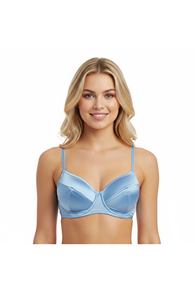 BONBON Kadın Saten Balenli Mavi Renk Sütyen BB2081