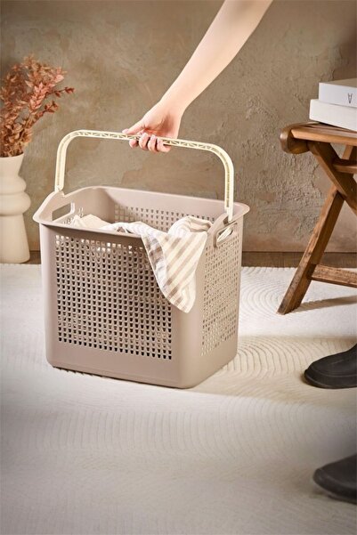 Bayev Carry 2-Piece Set Latte and White Laundry and Toy Basket with Handles - Organizer Basket