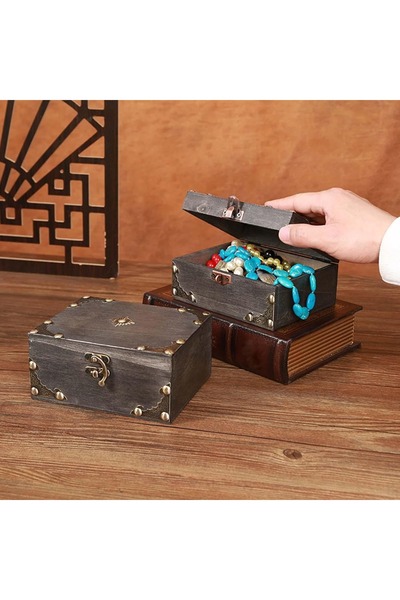 Generic Wooden Box for Jewelry Keepsakes, Coin Collection, and Home Decor, Small Chest, Treasure Box