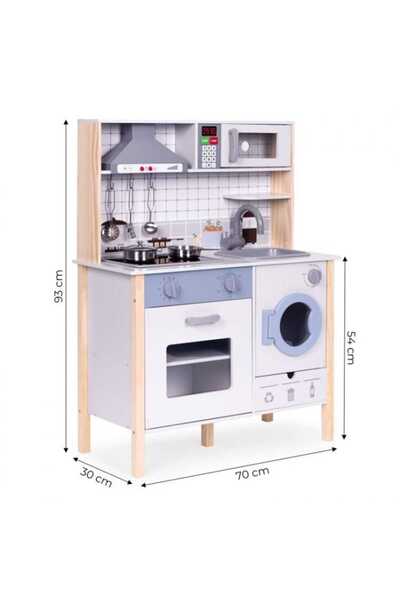 Ecotoys kids kitchen, wood, oven, washing machine, 5 accessories, multicolor KID003839