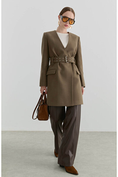 Fatma Atasoy Kemerli Vizon Kaşmir Ceket Kaban