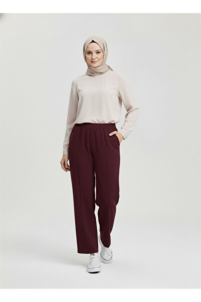 Lunsera Store بنطلون سكوبا حواف أسطوانية - بورجوندي