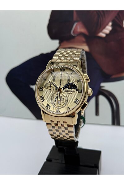 Hislon Gold Classic Men's Watch with Moon Phase 5 Atm Waterproof 3 Years Warranty