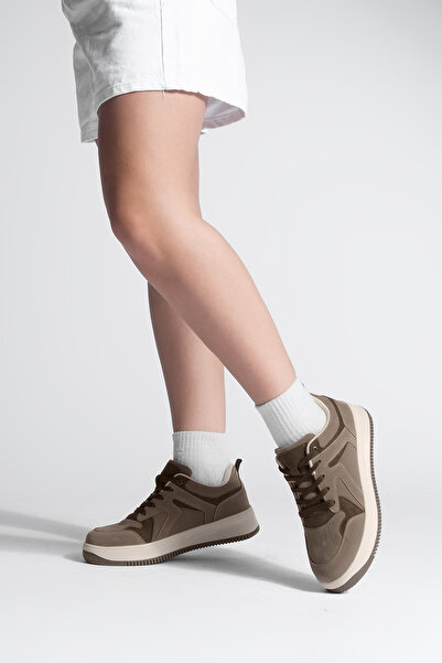 Marjin Women's Sneaker High Sole Sports Shoes Aryan Mink Suede