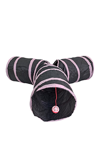 Pet Pretty Three-Way Black Pink Cat Play Tunnel