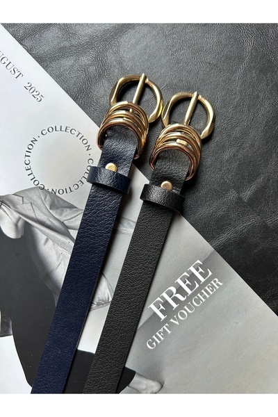 LİA KEMER حزام نسائي ذهبي اللون من ماركة ميرج مكون من قطعتين بنمط حلقات متعددة، حزام للسترة، حزام للملابس، حزام للبنطلون