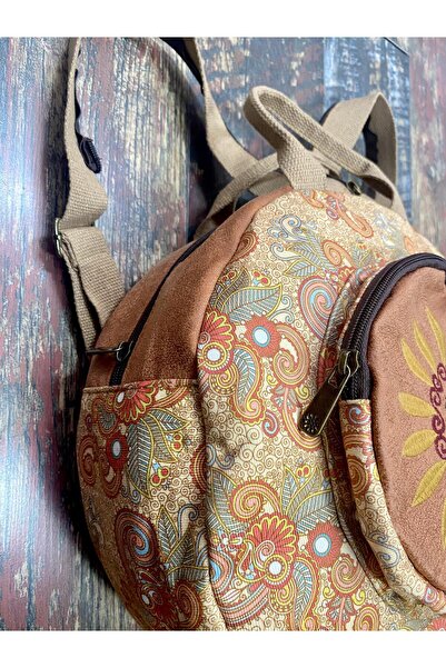 street&bagdnz Fargin Ethnic Authentic Bohemian Round Embroidered Backpack Daily Travel Waterproof Backpack