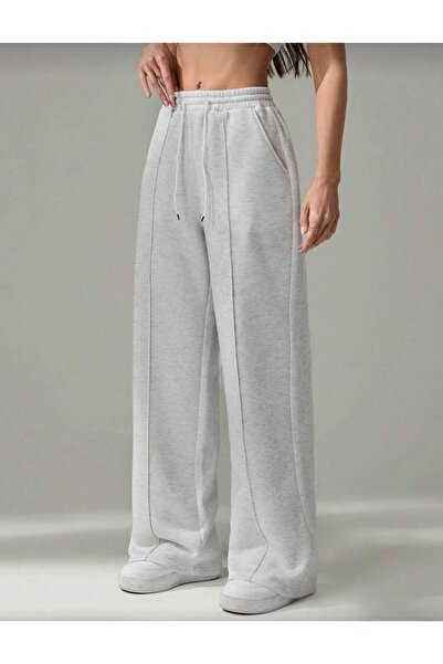 LACKH Sweatpants with Wide Legs Gray Comfortable Sweat-Repellent Fabric