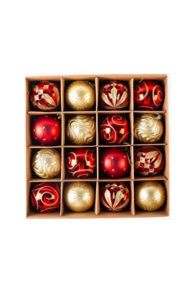 vivo Christmas bauble set, 16 pieces, gold and red, 8 cm, CB16