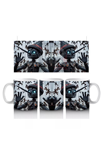 Wisdom Rain Dark Science Fiction Style with Masked Figures with Chains Halloween Printed Mug Cup